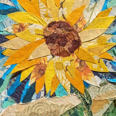 Sunflower Torn Paper Collage